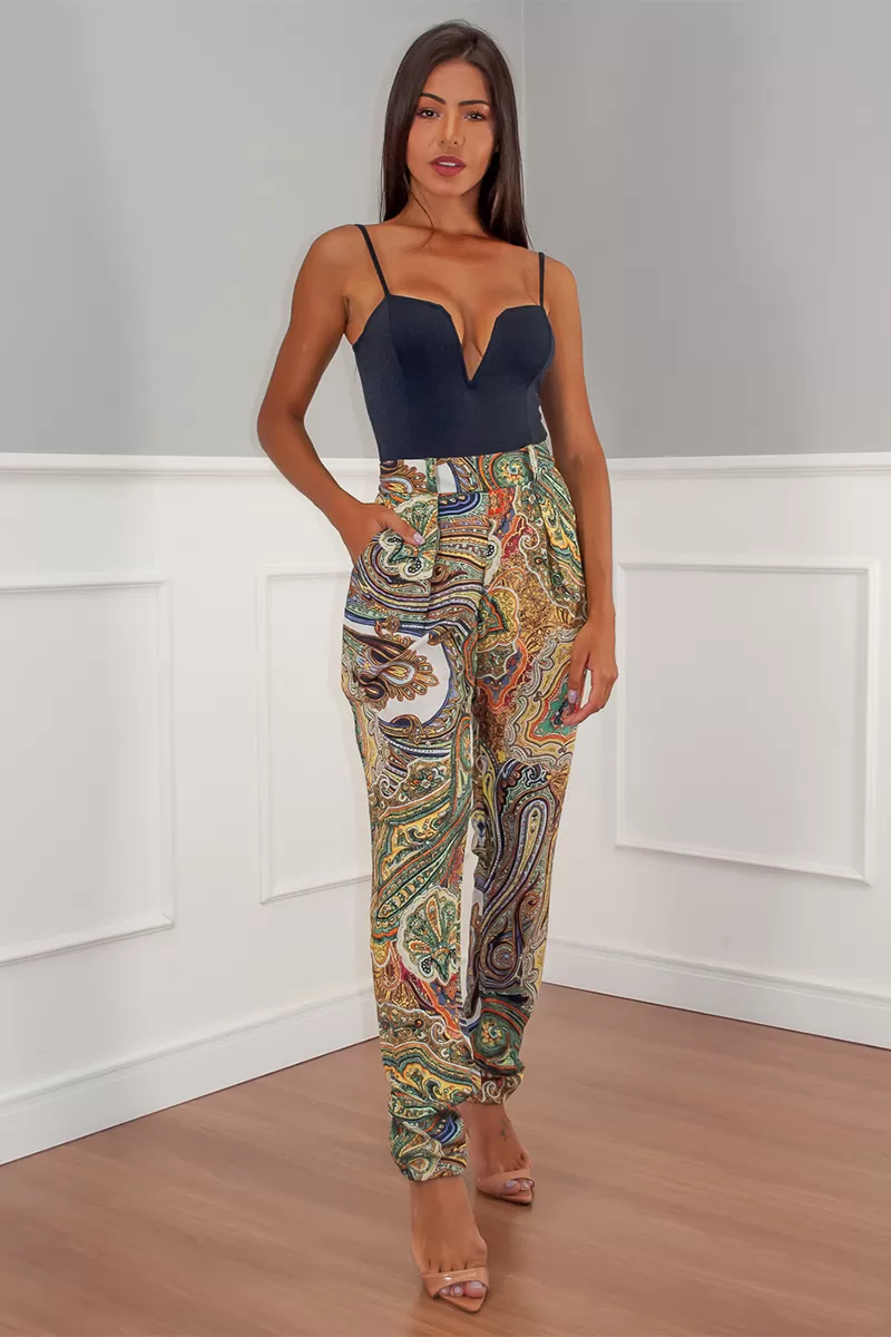 Limone - Pants Limone green printed pantalona - 04-081VDE Limone - Pants Limone green printed pantalona - 04-081VDE