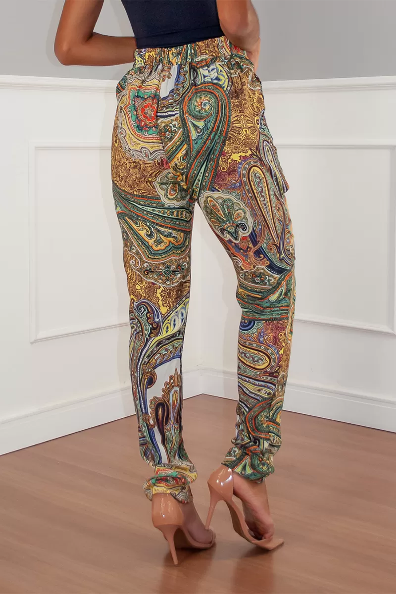 Limone - Pants Limone green printed pantalona - 04-081VDE Limone - Pants Limone green printed pantalona - 04-081VDE