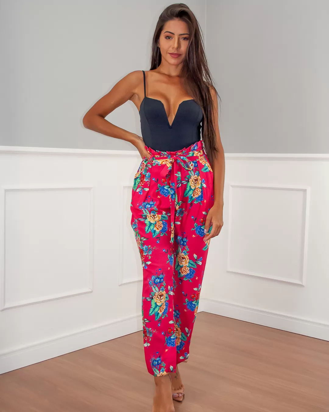 Limone - Limone Pants with Pink Print Mooring - 10006998 Limone - Limone Pants with Pink Print Mooring - 10006998