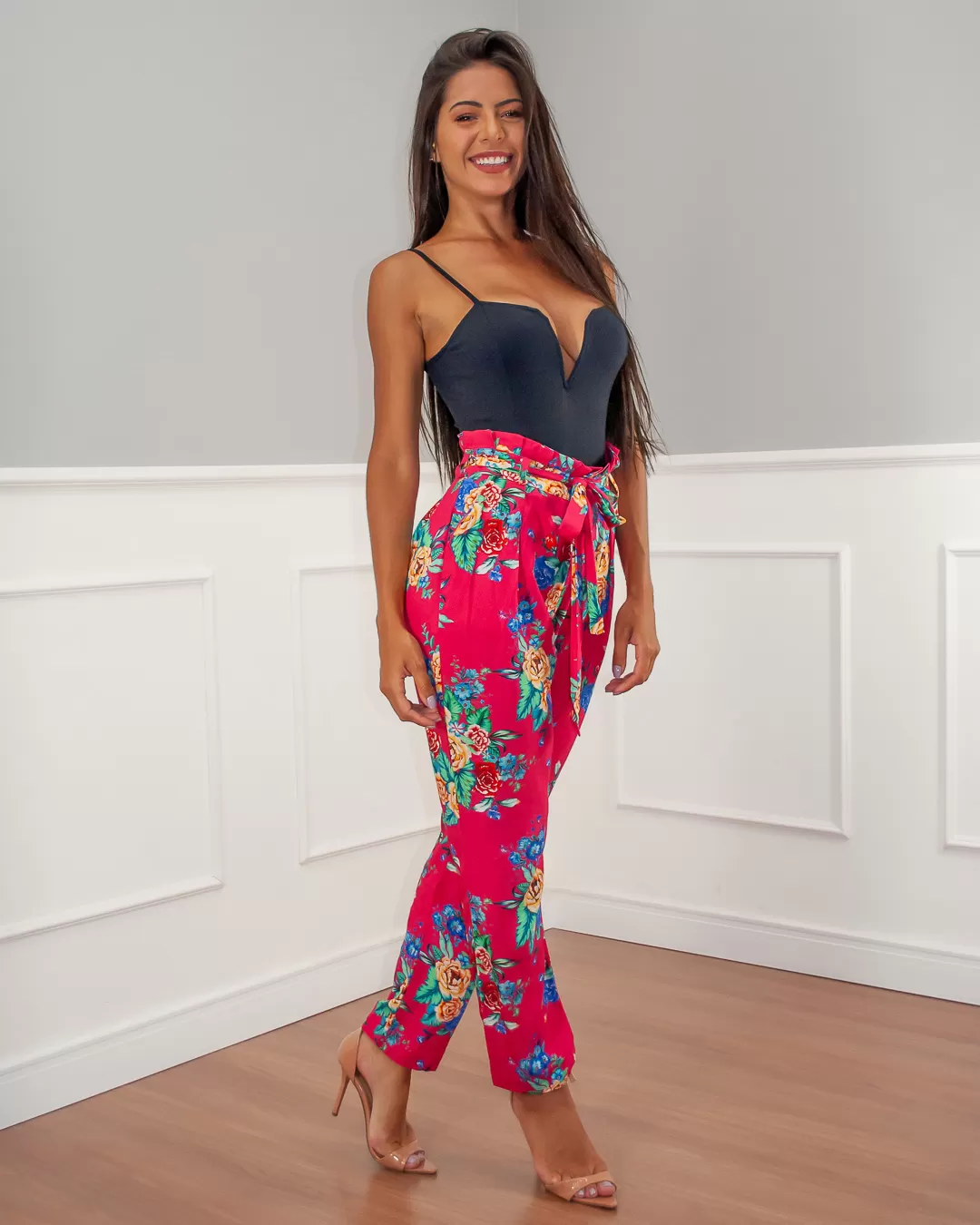 Limone - Limone Pants with Pink Print Mooring - 10006998 Limone - Limone Pants with Pink Print Mooring - 10006998