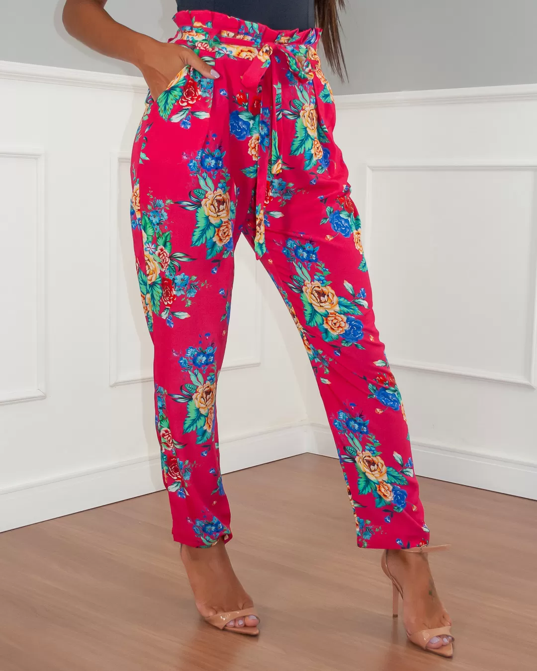 Limone - Limone Pants with Pink Print Mooring - 10006998 Limone - Limone Pants with Pink Print Mooring - 10006998