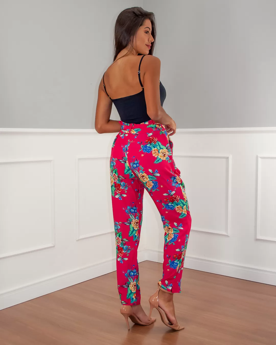Limone - Limone Pants with Pink Print Mooring - 10006998 Limone - Limone Pants with Pink Print Mooring - 10006998