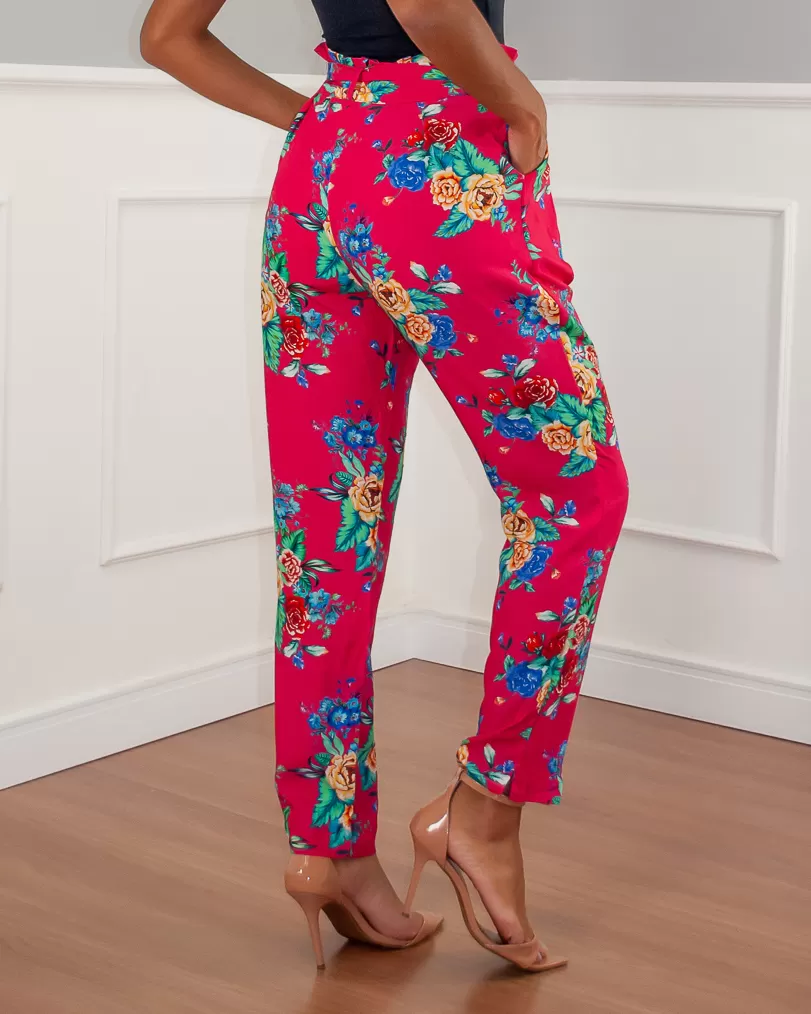 Limone - Limone Pants with Pink Print Mooring - 10006998 Limone - Limone Pants with Pink Print Mooring - 10006998
