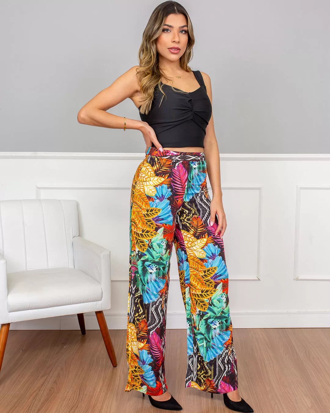 Miss Misses - Pants Miss Misses Pantalona Green Print - 10007117 Miss Misses - Pants Miss Misses Pantalona Green Print - 10007117