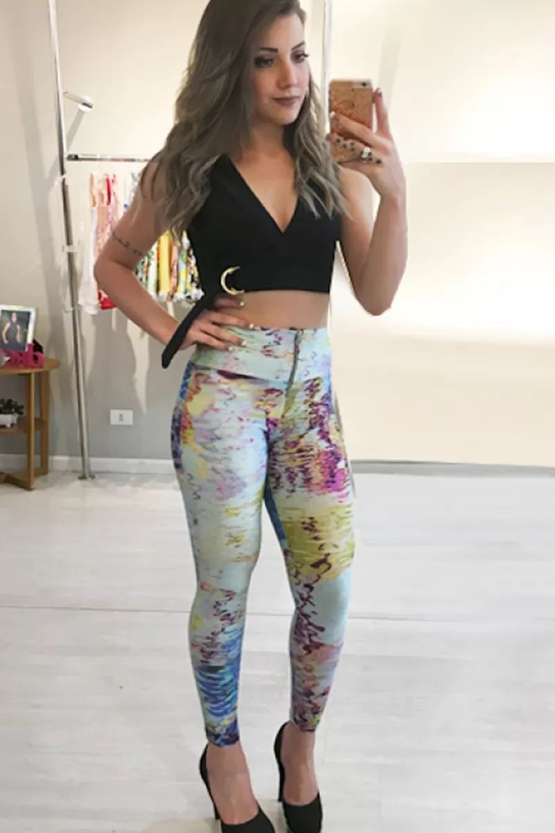 Miss Misses - Pants Miss Misses zipper front Blue Print - 10007137