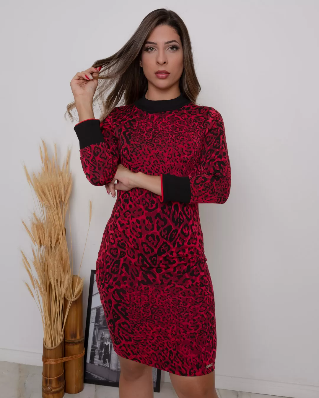 Limone - Dress Limone Midi Long Sleeve Red Jaguar - 10003110 Limone - Dress Limone Midi Long Sleeve Red Jaguar - 10003110