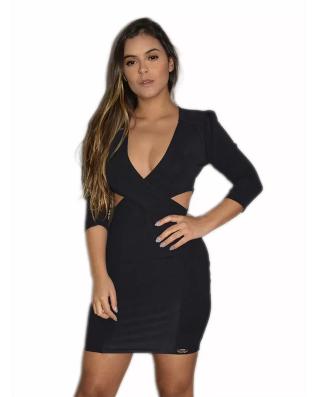 Miss Misses - Misses 3/4 Sleeve Black Dress - 10005974 Miss Misses - Misses 3/4 Sleeve Black Dress - 10005974