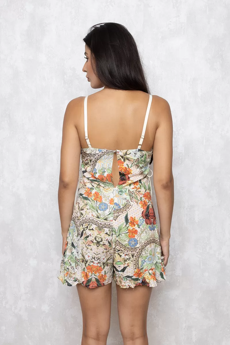 Miss Misses - Romper Miss Misses eyelets on the side Green Print - 10007290