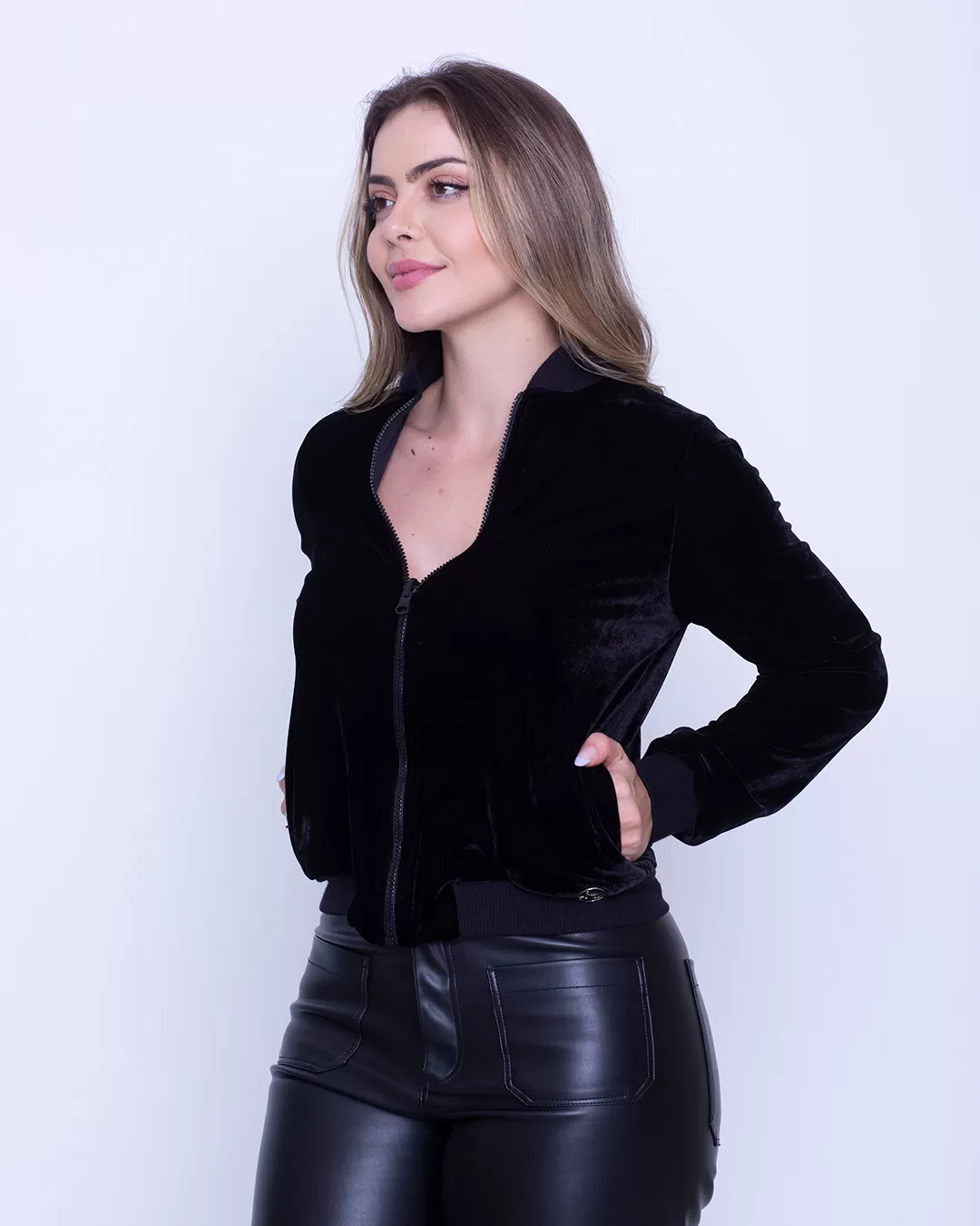Miss Misses - Jacket Limone Long Sleeve Zipper Black - 10007433 Miss Misses - Jacket Limone Long Sleeve Zipper Black - 10007433