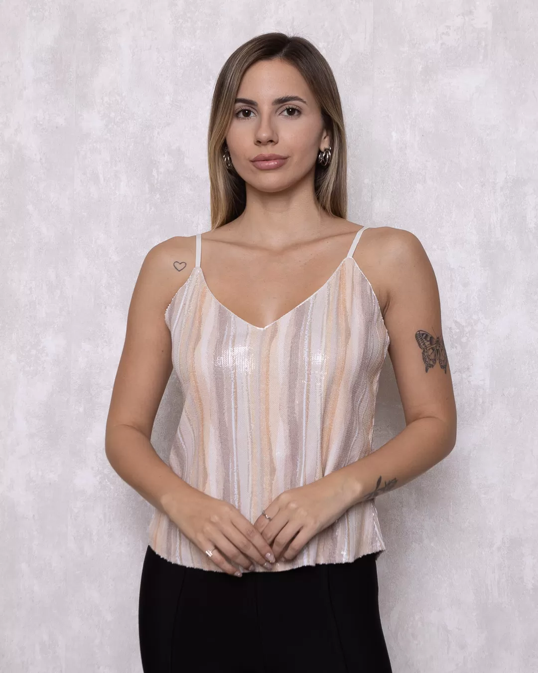 Karmani - Karmani shirt sequin and spaghetti strap Beige - 10007873 Karmani - Karmani shirt sequin and spaghetti strap Beige - 10007873