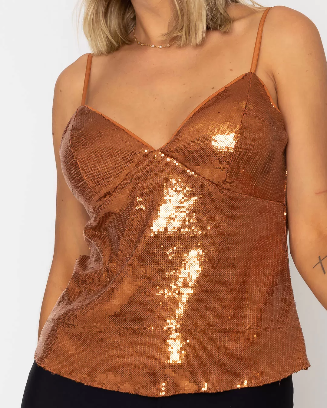 Karmani - Karmani shirt sequin with spaghetti strap Copper - 10007849 Karmani - Karmani shirt sequin with spaghetti strap Copper - 10007849