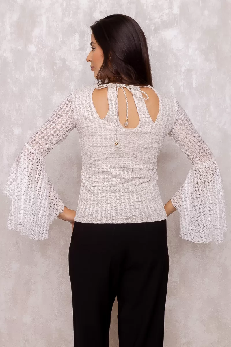 Karmani - Karmani shirt with lace sleeve flare Beige - 10007678 Karmani - Karmani shirt with lace sleeve flare Beige - 10007678