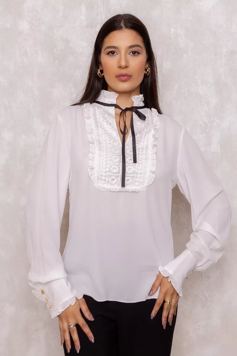 Karmani - Karmani crepe gripir Offwhite shirt - 10007615 Karmani - Karmani crepe gripir Offwhite shirt - 10007615