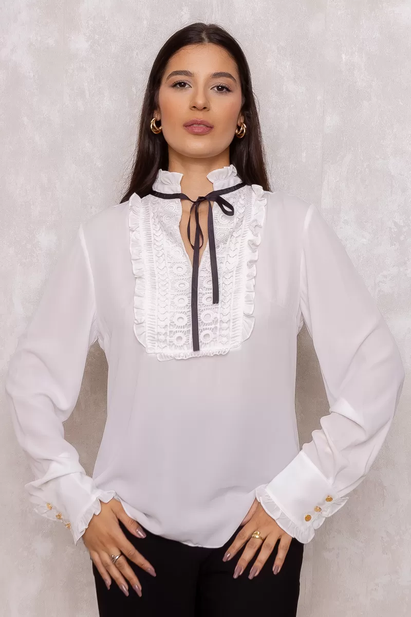 Karmani - Karmani crepe gripir Offwhite shirt - 10007615 Karmani - Karmani crepe gripir Offwhite shirt - 10007615