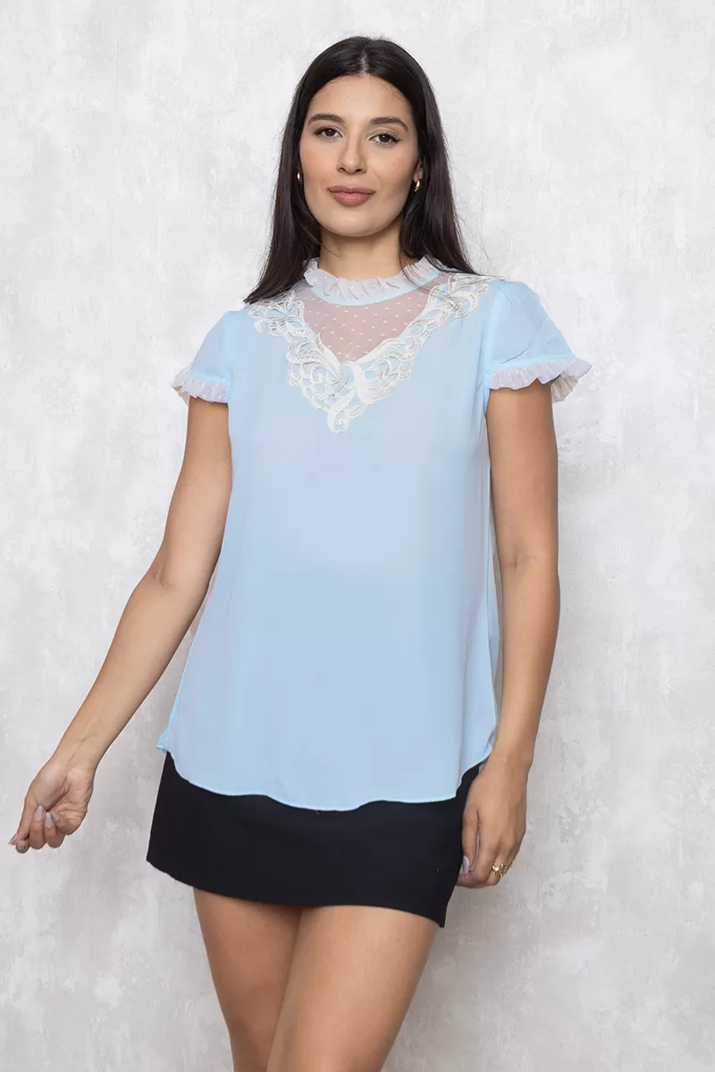 Karmani - Shirt Karmani crepe gripir Blue - 10007622 Karmani - Shirt Karmani crepe gripir Blue - 10007622