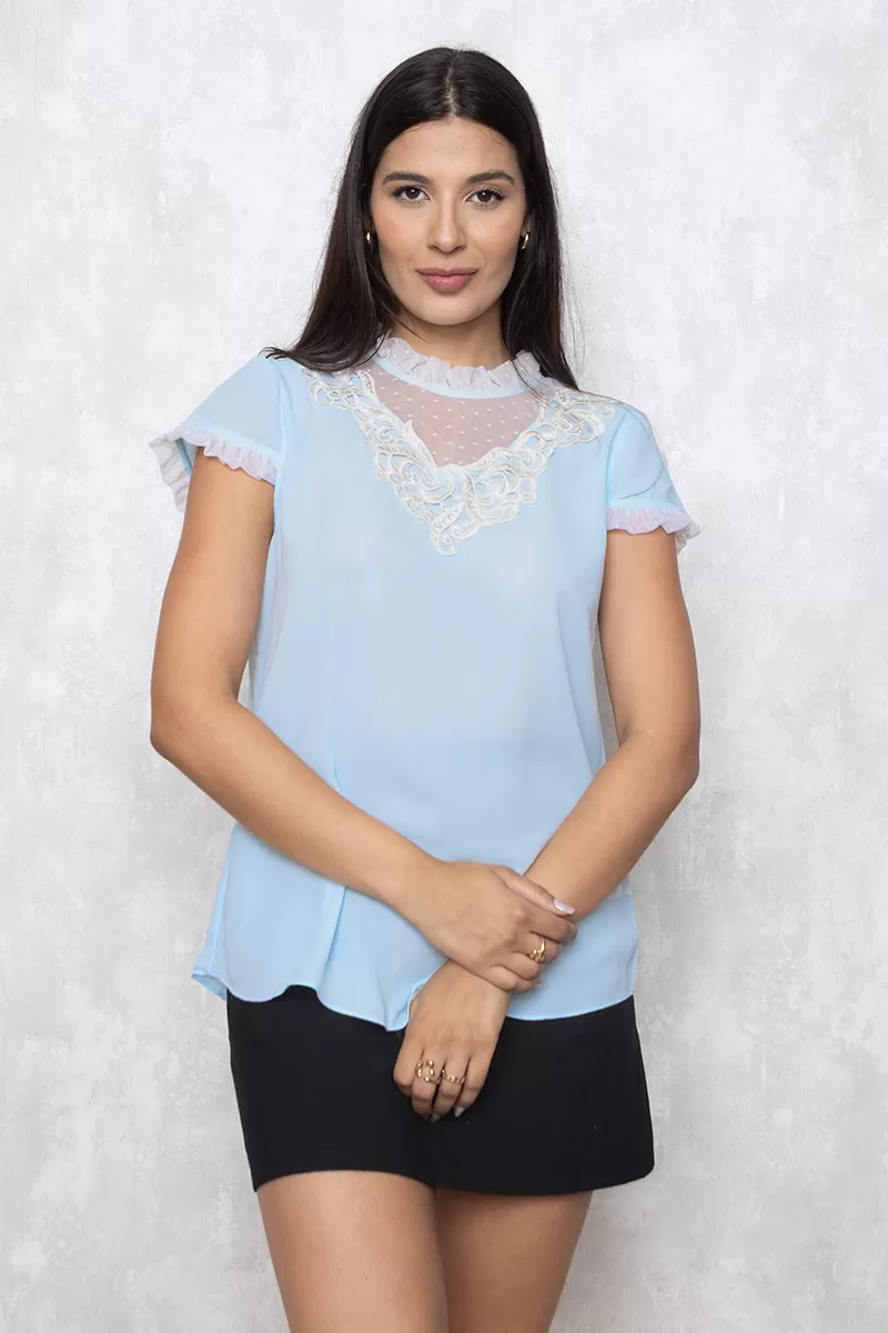 Karmani - Shirt Karmani crepe gripir Blue - 10007622 Karmani - Shirt Karmani crepe gripir Blue - 10007622