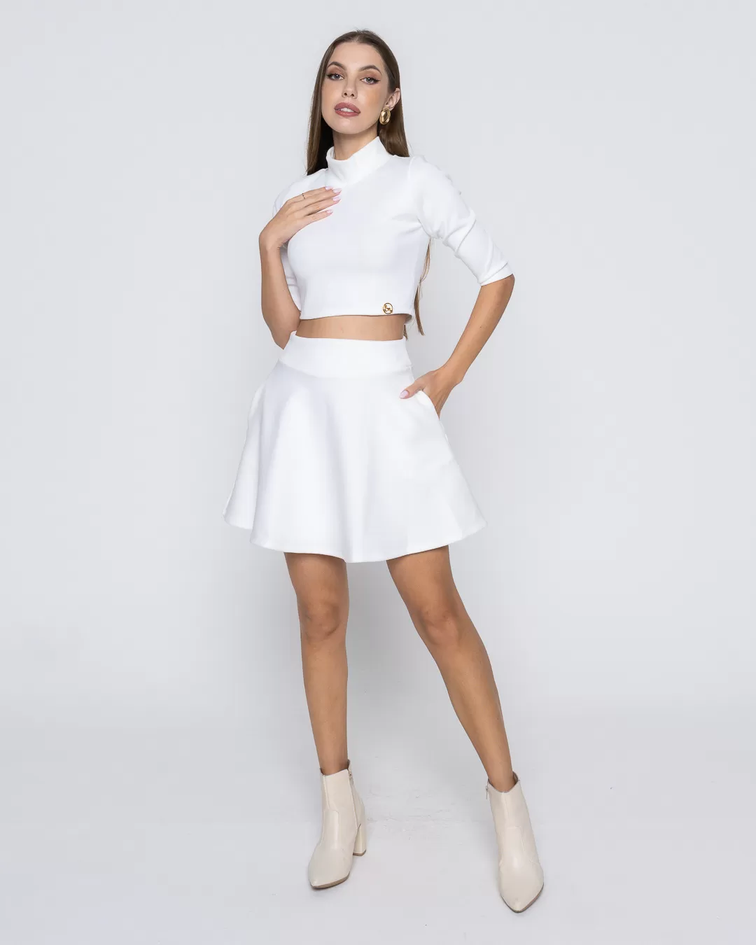 Miss Misses - Fitness Set Top and Pants Miss Misses cropped and Offwhite skirt - 10007230