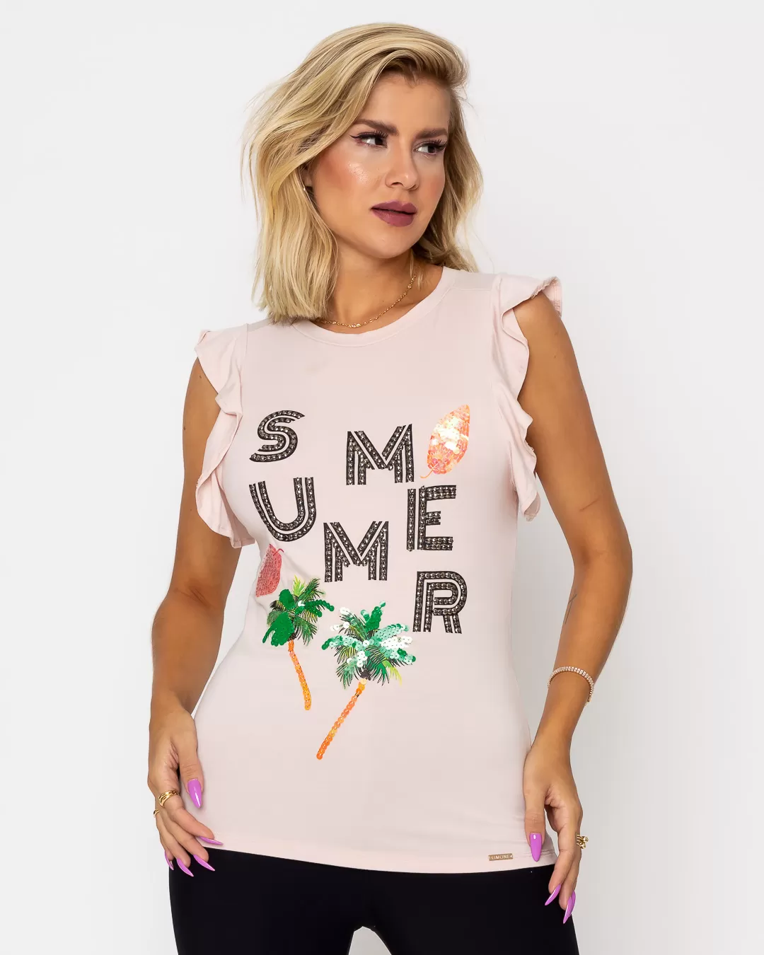 Limone - Limone shirt with pink detail - 10009459 Limone - Limone shirt with pink detail - 10009459