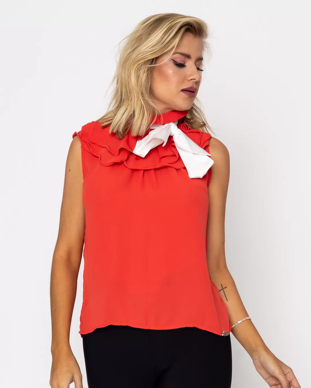 Miss Misses - Shirt Miss Misses Orange Pleated Collar - 10009510 Miss Misses - Shirt Miss Misses Orange Pleated Collar - 10009510