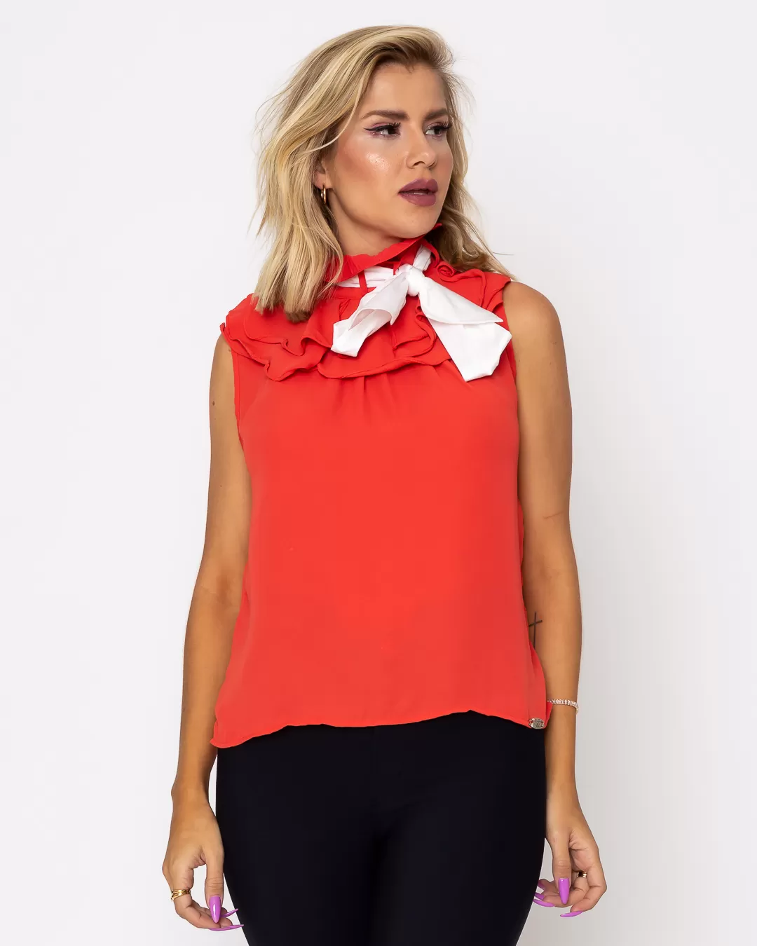Miss Misses - Shirt Miss Misses Orange Pleated Collar - 10009510 Miss Misses - Shirt Miss Misses Orange Pleated Collar - 10009510