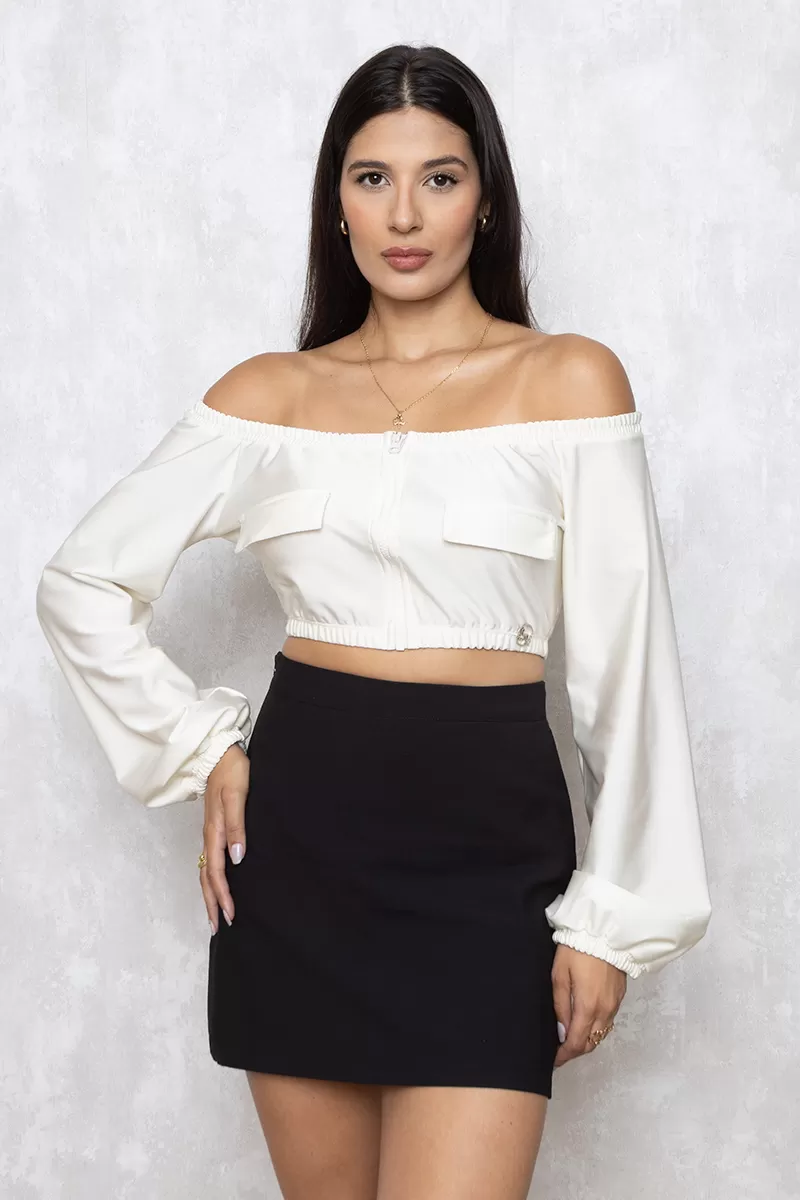 Miss Misses - Cropped Miss Misses zipper neckline OffWhite - 10009485