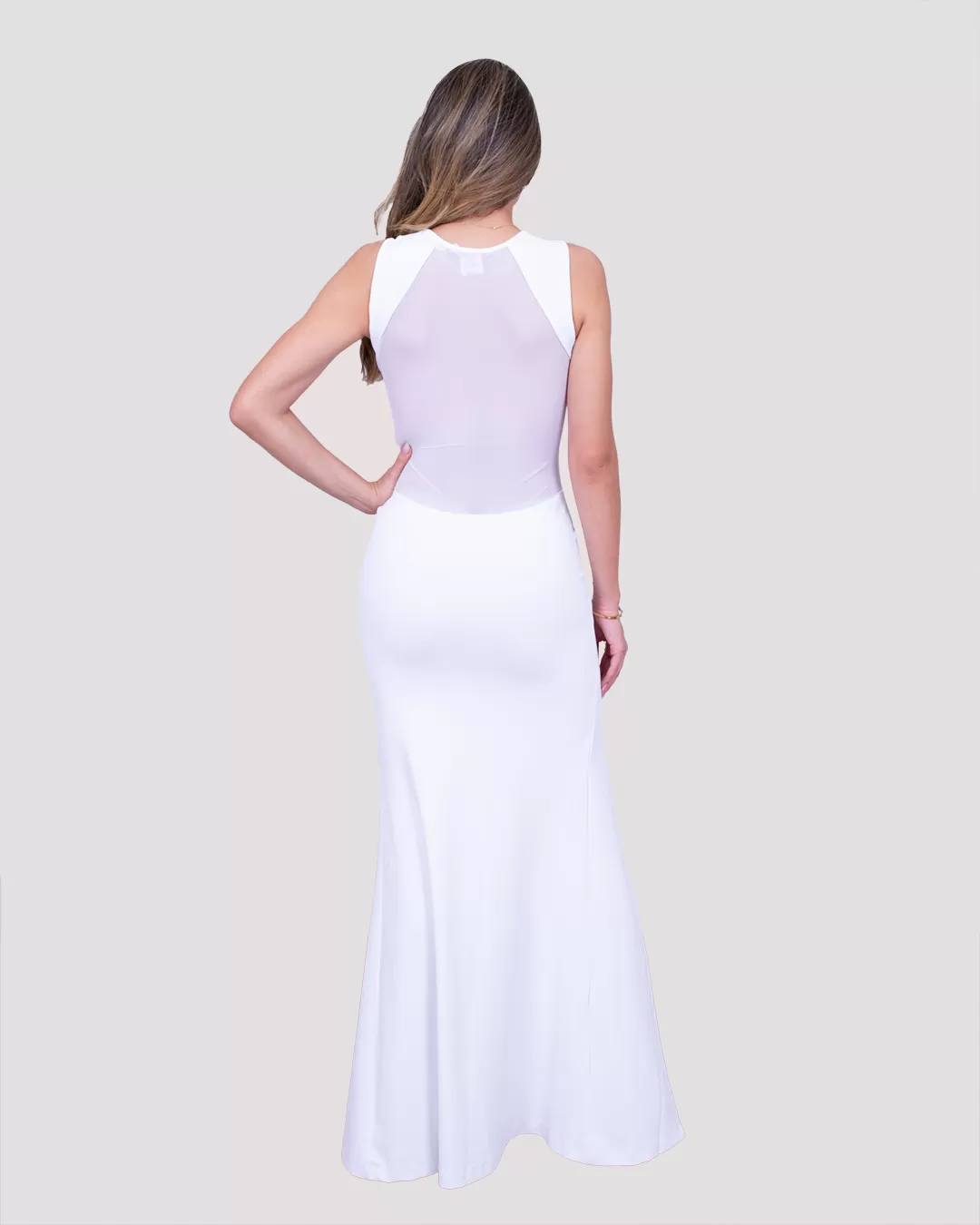Miss Misses - Vestido Longo Miss Misses Detalhe Tule Branco - 10004195