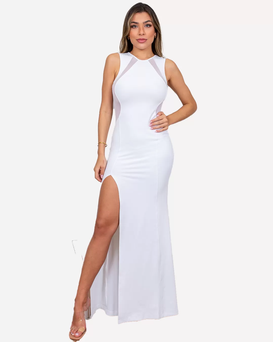 Miss Misses - Vestido Longo Miss Misses Detalhe Tule Branco - 10004195