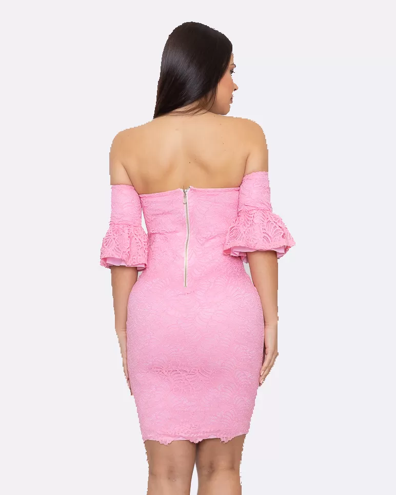 Miss Misses - Vestido Miss Misses Tubinho de Renda Rosa - 10005642