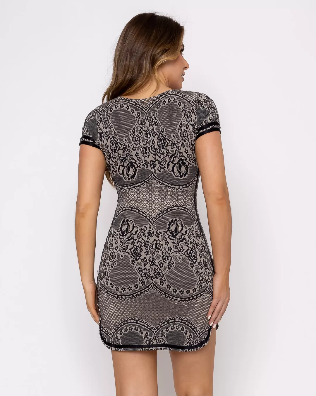 Miss Misses - Misses Dress Gray Print detail - 10005982 Miss Misses - Misses Dress Gray Print detail - 10005982