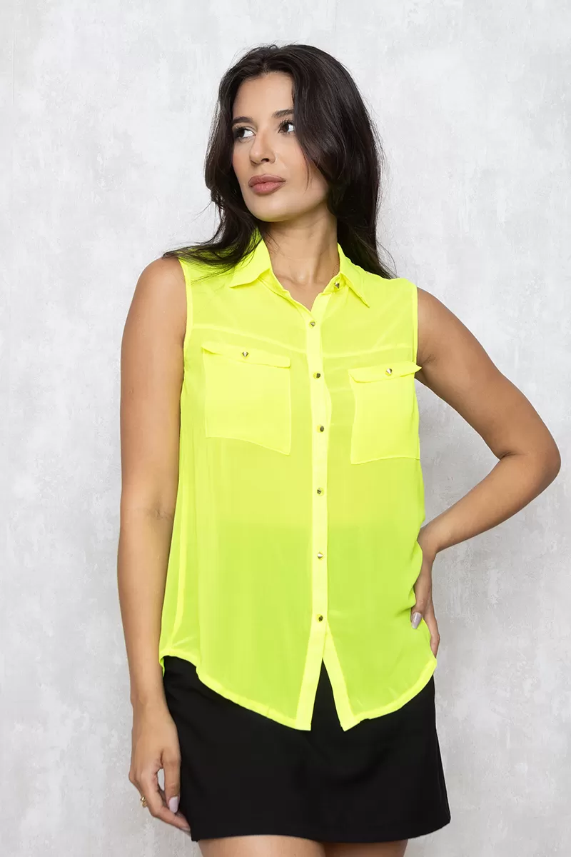 Miss Misses - Shirt Miss Misses Chifon with Green Button 04-053 - 10006105 Miss Misses - Shirt Miss Misses Chifon with Green Button 04-053 - 10006105