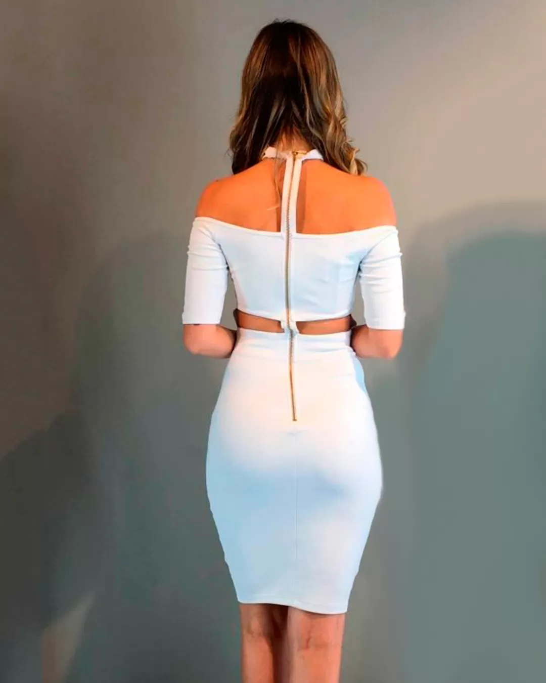 Miss Misses - Vestido Miss Misses aberto elástico Offwhite - 10006051