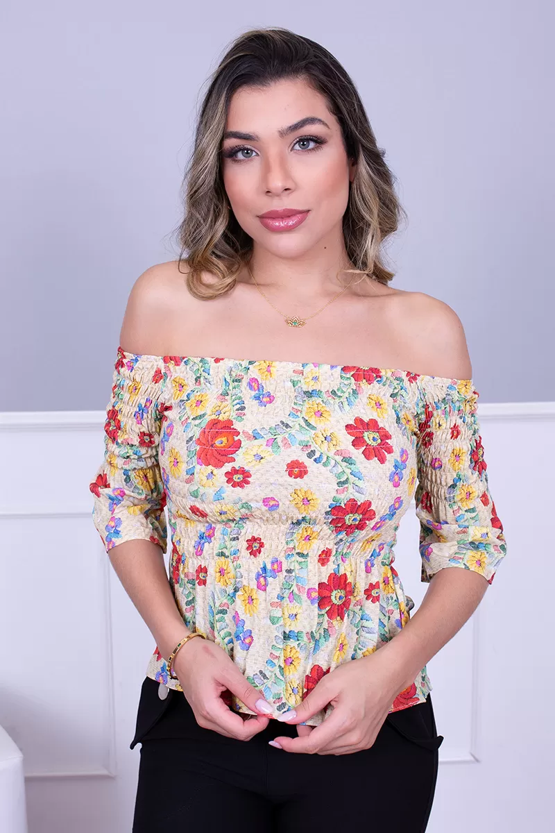 Limone - Shirt Miss Misses Sleeve 7/8 Yellow Print 02-193 - 10006370 Limone - Shirt Miss Misses Sleeve 7/8 Yellow Print 02-193 - 10006370