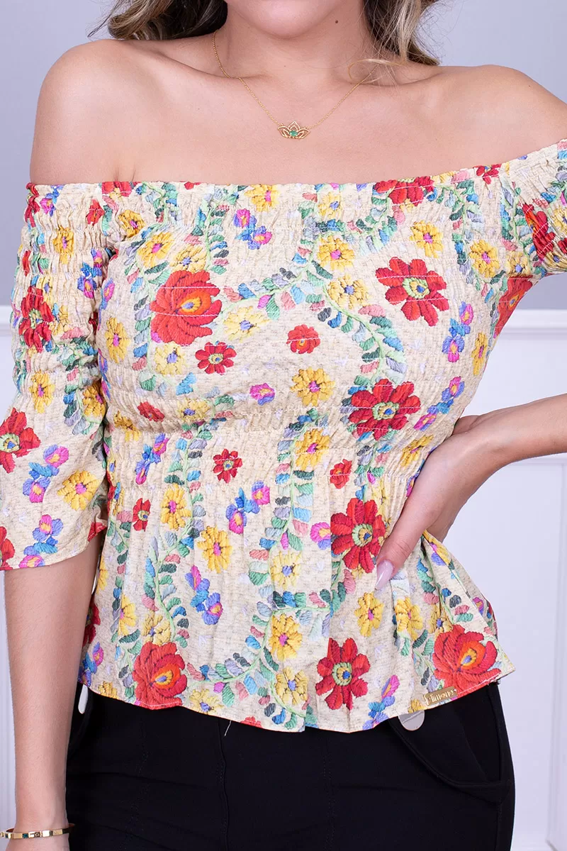Limone - Shirt Miss Misses Sleeve 7/8 Yellow Print 02-193 - 10006370 Limone - Shirt Miss Misses Sleeve 7/8 Yellow Print 02-193 - 10006370