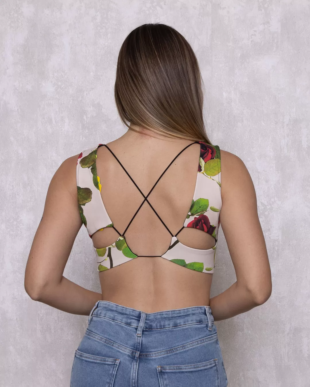 Limone - Cropped Limone Braided Back Print Beige 02-411 - 10009225 Limone - Cropped Limone Braided Back Print Beige 02-411 - 10009225