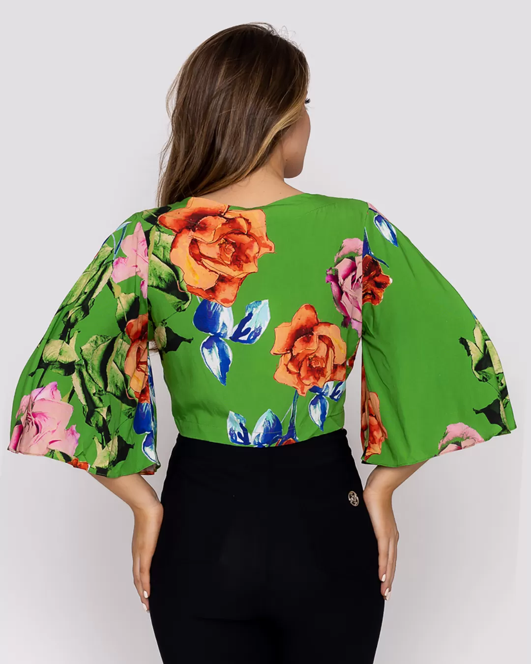 Limone - Cropped Limone with Green Print Knot 02-547 - 10009184 Limone - Cropped Limone with Green Print Knot 02-547 - 10009184