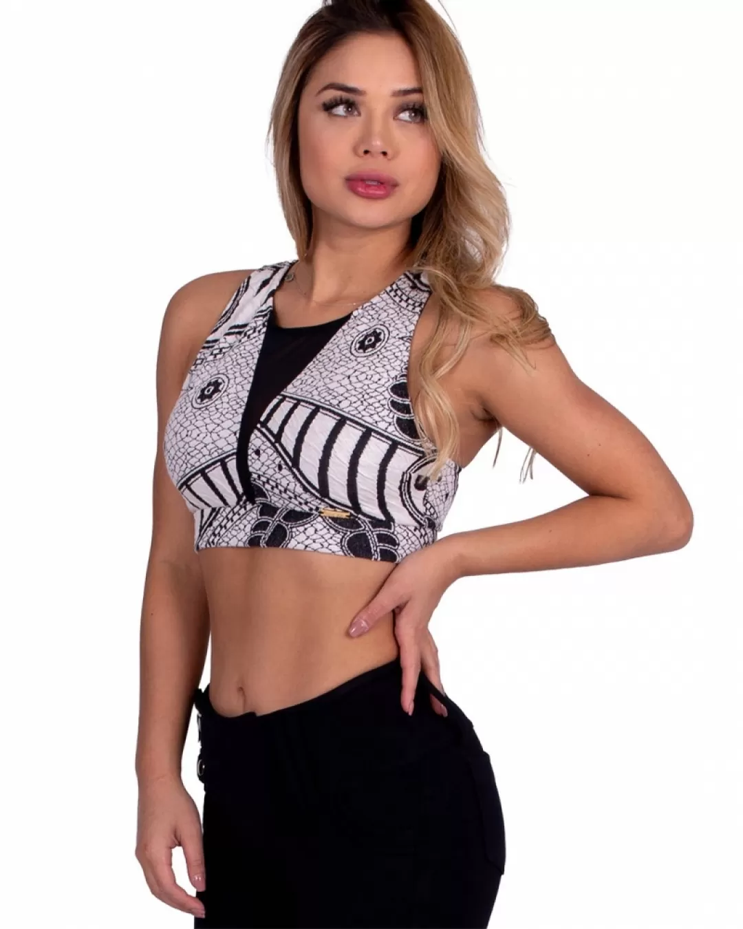 Limone - Cropped Limone Gray Print Tank Top 02-156 - 10009121 Limone - Cropped Limone Gray Print Tank Top 02-156 - 10009121