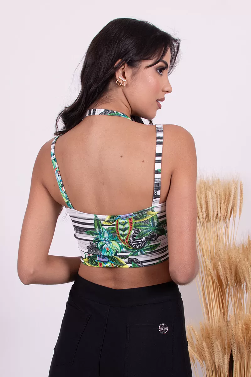 Limone - Cropped Limone aberto frente Estampado Preto - 10009347