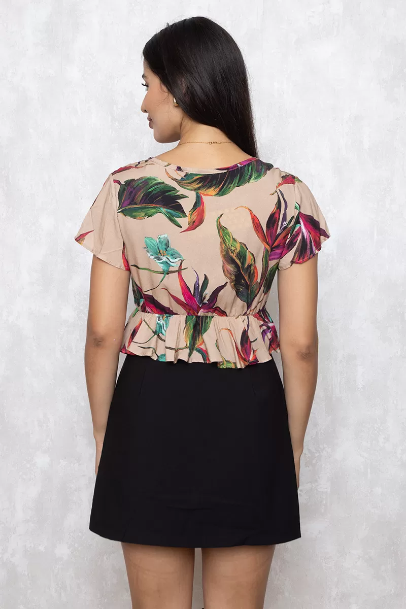 Limone - Cropped Limone with Brown Print Opening 02-658 - 10009587