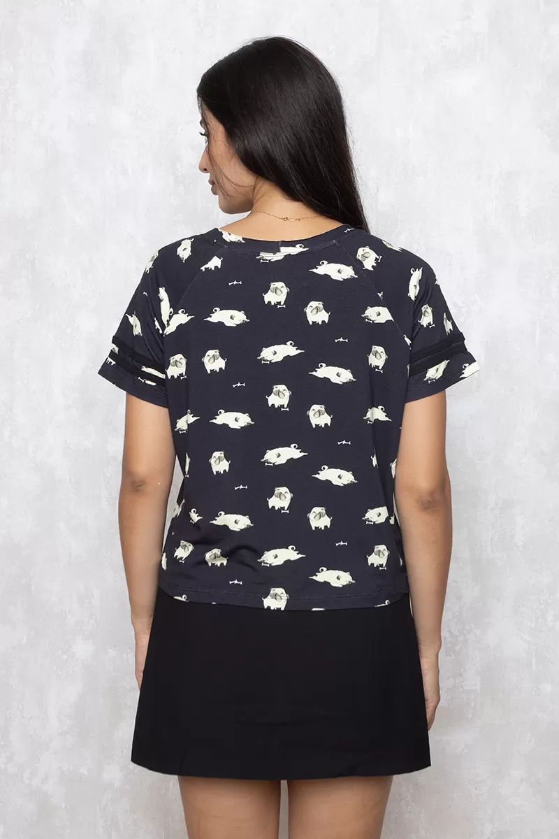  - Black Print Groovy Short Sleeve Shirt - 10007928