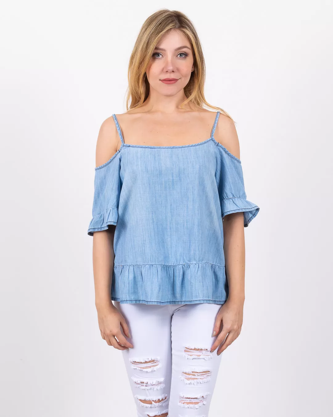 Lady Rock - Cropped Lady Rock shoulder to shoulder Light Blue - 10007918 Lady Rock - Cropped Lady Rock shoulder to shoulder Light Blue - 10007918