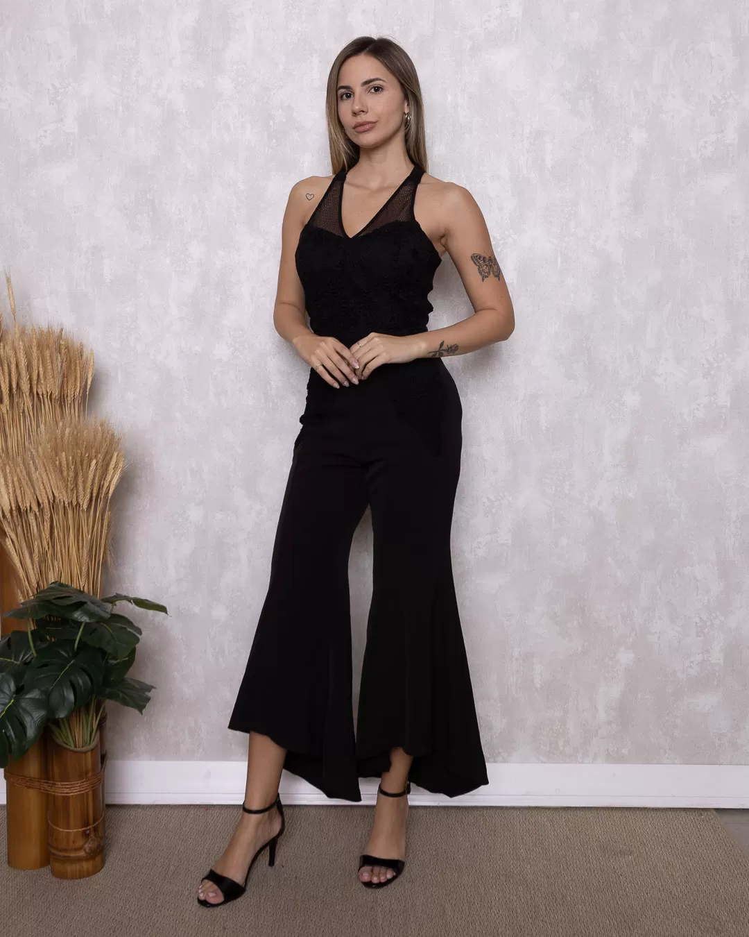 Karmani - Jumpsuit Karmani guipir hem detail Black - 1003340 Karmani - Jumpsuit Karmani guipir hem detail Black - 1003340