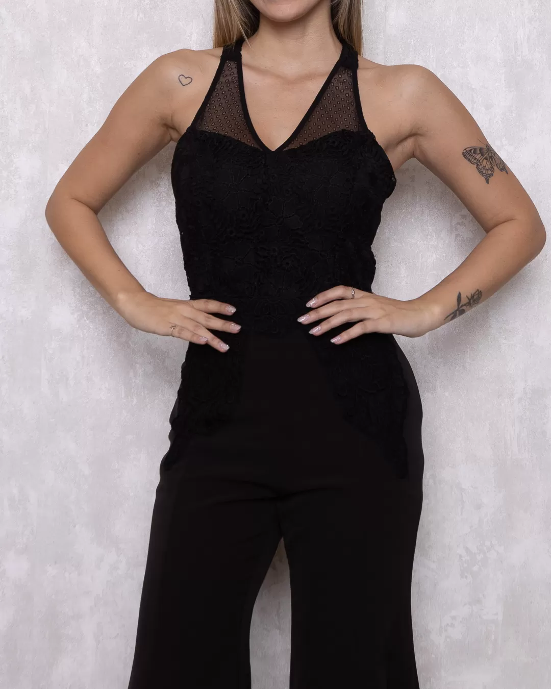 Karmani - Jumpsuit Karmani guipir hem detail Black - 1003340 Karmani - Jumpsuit Karmani guipir hem detail Black - 1003340