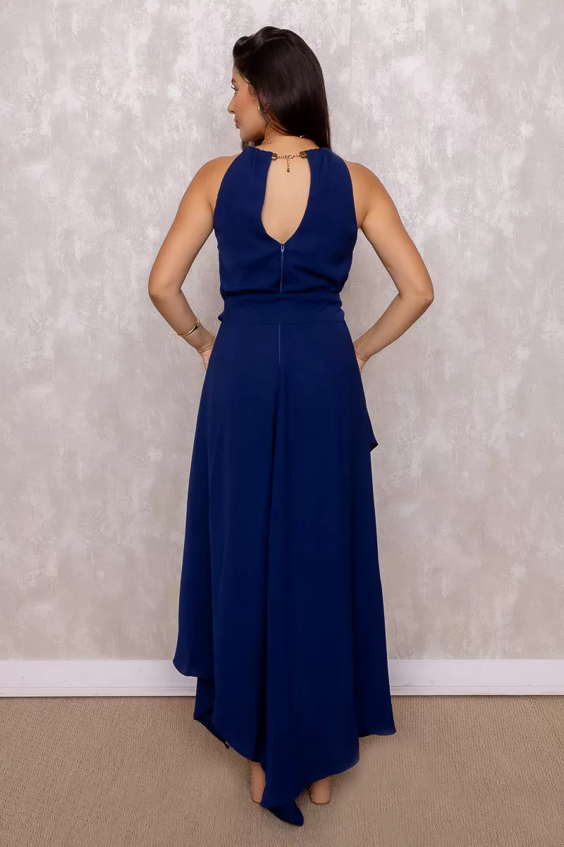 Karmani - Dress Karmani Long Asymmetrical Crepe Blue - 1003350 Karmani - Dress Karmani Long Asymmetrical Crepe Blue - 1003350