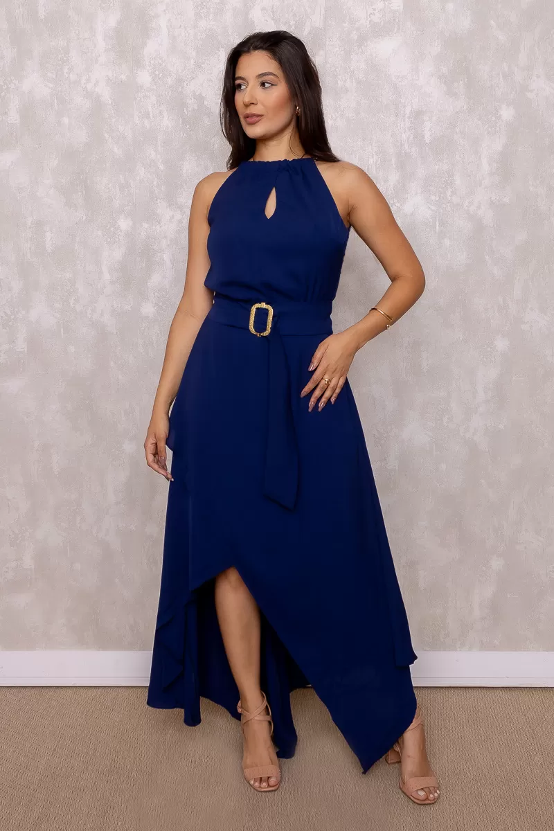 Karmani - Dress Karmani Long Asymmetrical Crepe Blue - 1003350 Karmani - Dress Karmani Long Asymmetrical Crepe Blue - 1003350