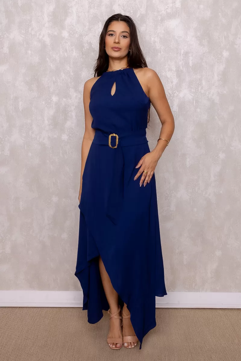 Karmani - Dress Karmani Long Asymmetrical Crepe Blue - 1003350 Karmani - Dress Karmani Long Asymmetrical Crepe Blue - 1003350