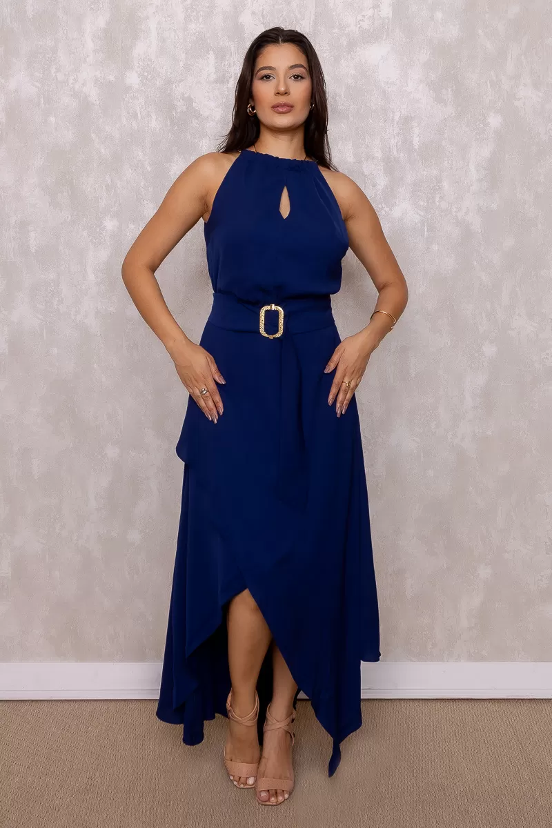 Karmani - Dress Karmani Long Asymmetrical Crepe Blue - 1003350 Karmani - Dress Karmani Long Asymmetrical Crepe Blue - 1003350