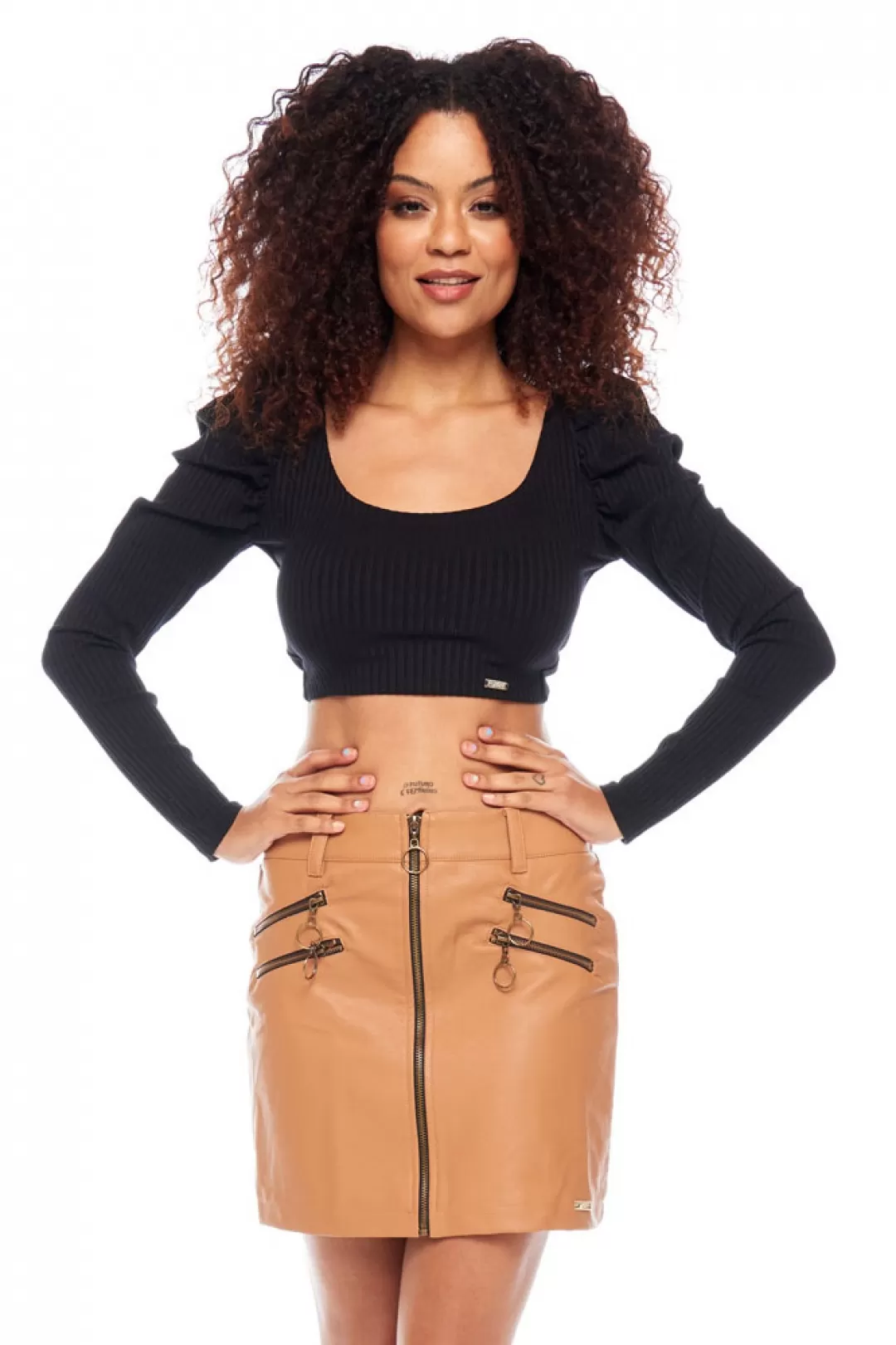 Limone - Cropped Limone Curl Long Sleeve Black - 02-845