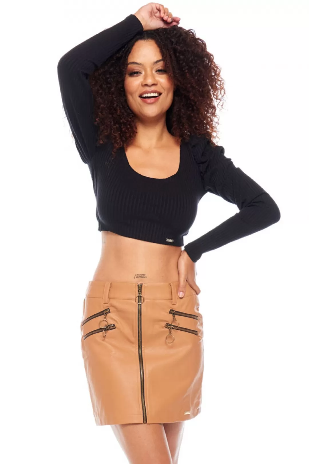 Limone - Cropped Limone Curl Long Sleeve Black - 02-845