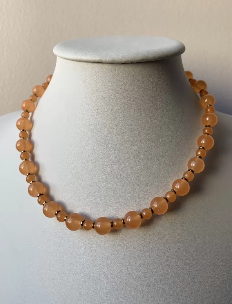 Mikabe - Necklace Hematite and Jade Orange - MK515