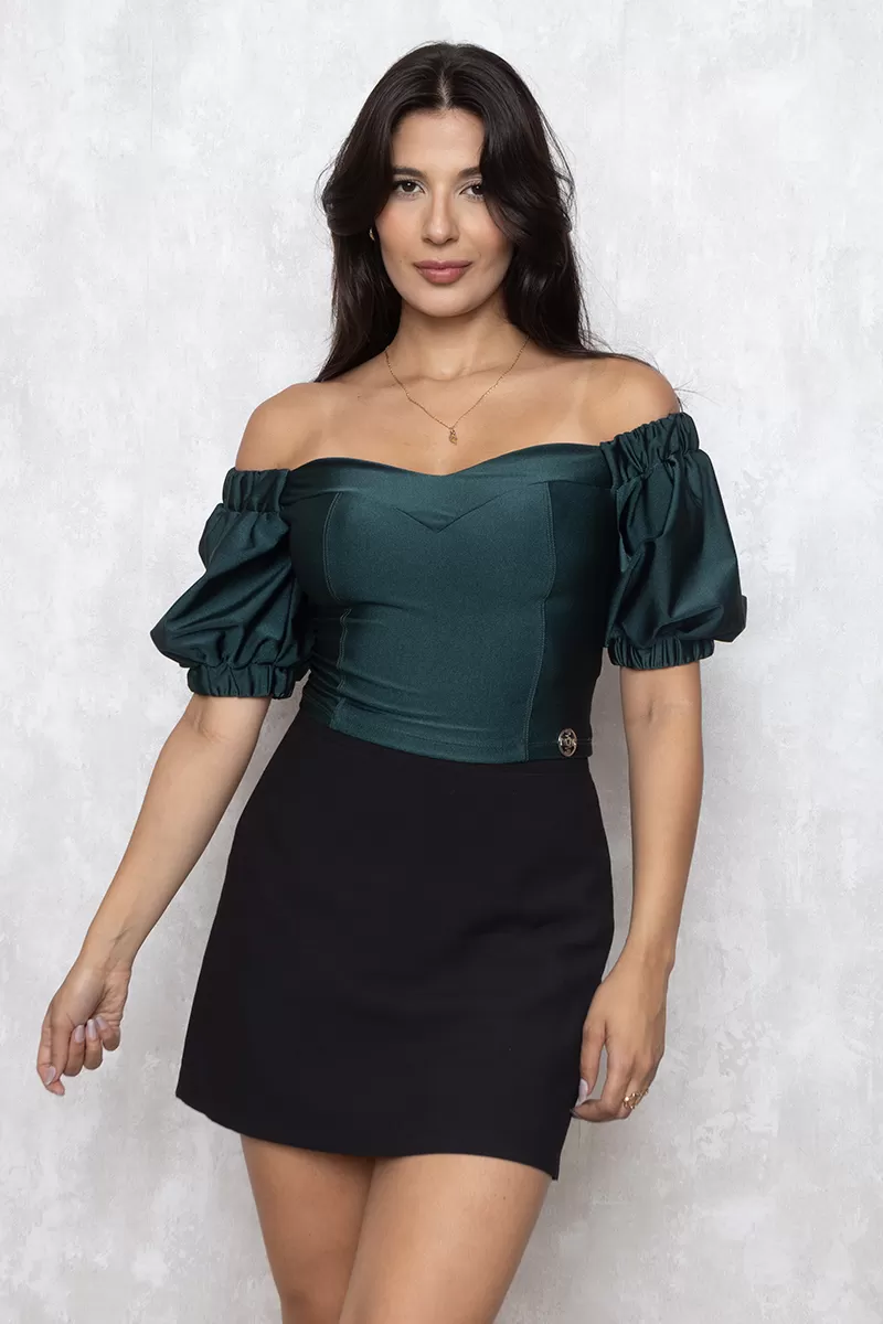 Miss Misses - Cropped Miss Misses Cirrê Shoulder to Shoulder Green - 90123001